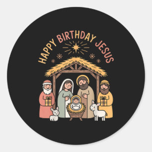 Happy Birthday Jesus Christmas Christian Outfit To Classic Round Sticker