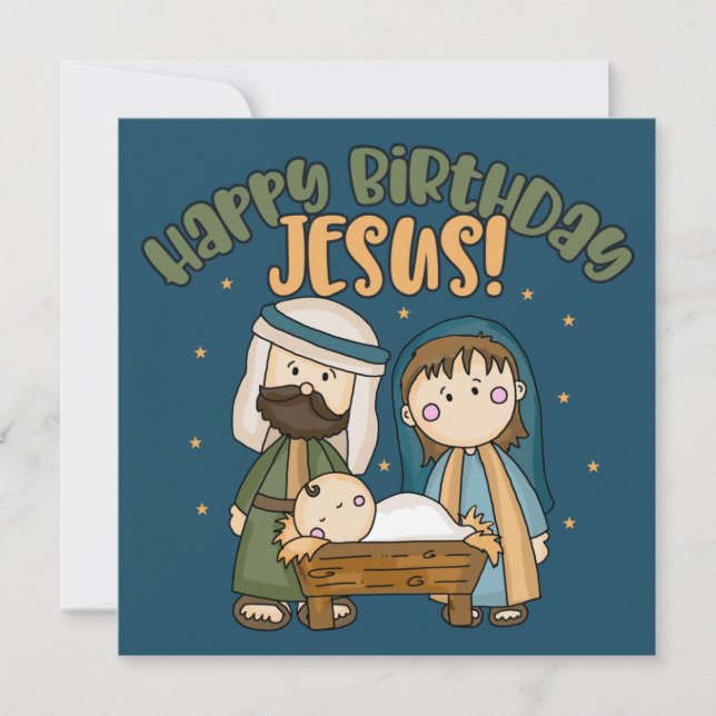 Happy Birthday Jesus Christmas Greeting Card (Front)