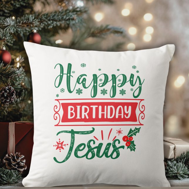 Happy Birthday Jesus Christmas Holiday Throw Pillow (Happy Birthday Jesus Christmas Holiday Throw Pillow)