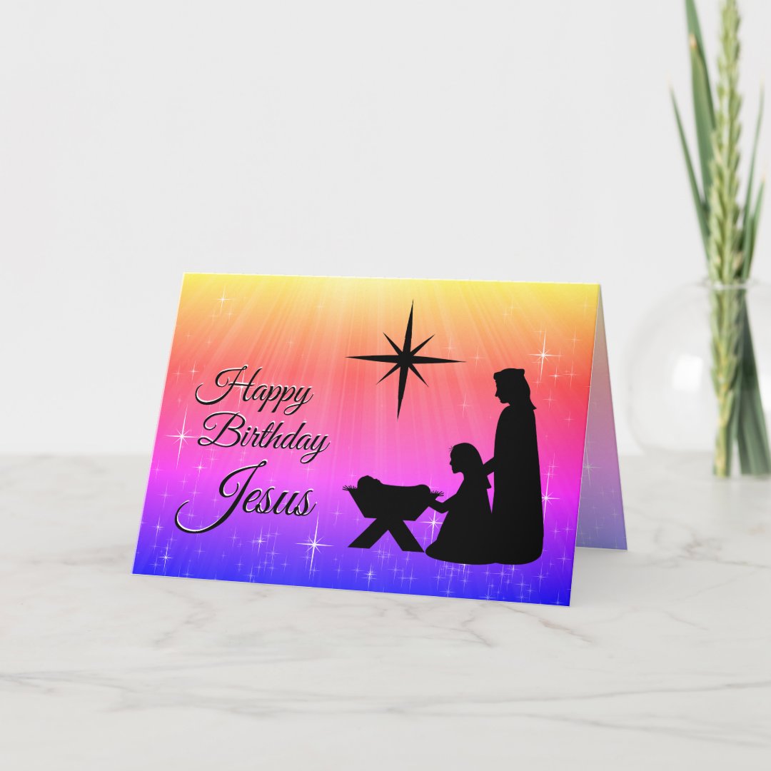 Happy Birthday Jesus, Christmas Nativity Holiday Card Zazzle