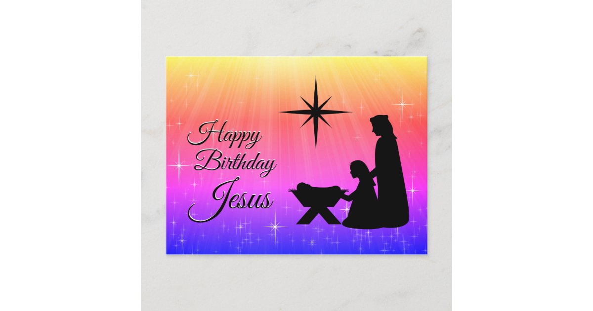 Happy Birthday Jesus, Christmas Nativity Holiday Postcard | Zazzle.com