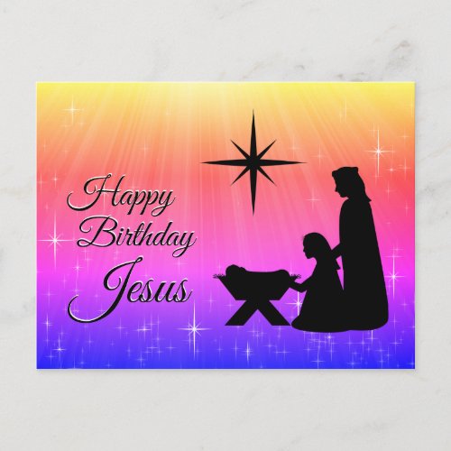 Happy Birthday Jesus  Christmas Nativity Holiday Postcard