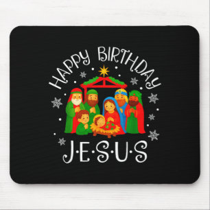 Happy Birthday Jesus Christmas Pajamas Xmas Squad Mouse Pad