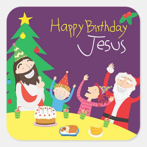 Happy Birthday Jesus Christmas Square Sticker