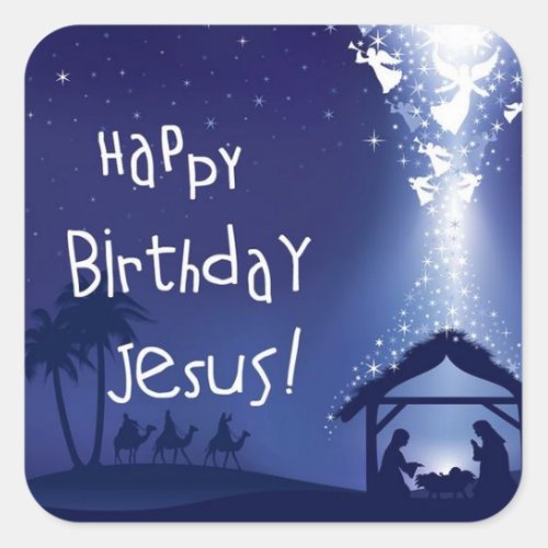Happy Birthday Jesus Christmas Square Sticker