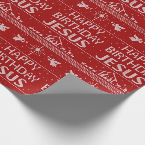 Happy Birthday Jesus Christmas Sweater Religious Wrapping Paper