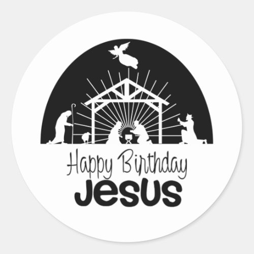 Happy Birthday Jesus Classic Round Sticker