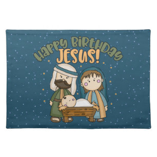 Happy Birthday Jesus Cloth Placemat