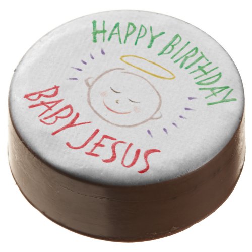 Happy Birthday Jesus Colorful Religious Christmas Chocolate Covered Oreo