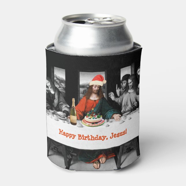 Happy Birthday, Jesus! Funny Christmas Can Cooler (Can Front)