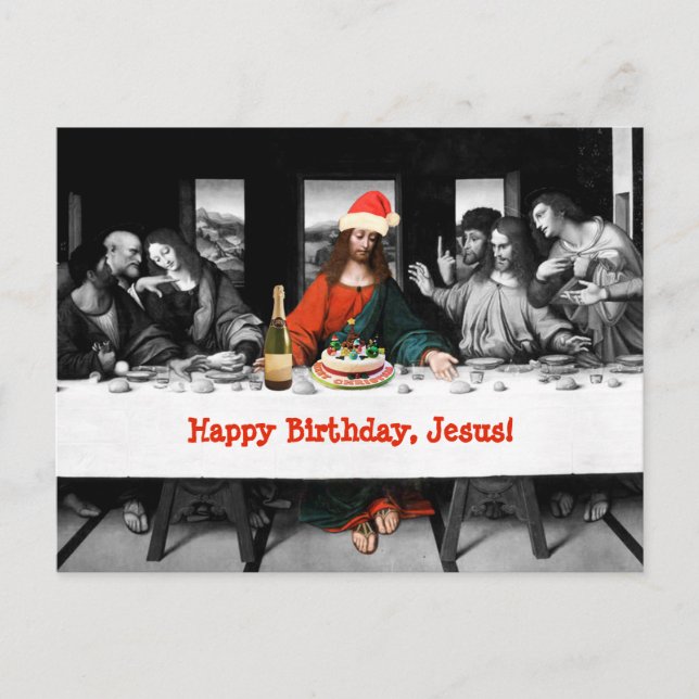 Happy Birthday, Jesus! Funny Christmas Holiday Postcard (Front)