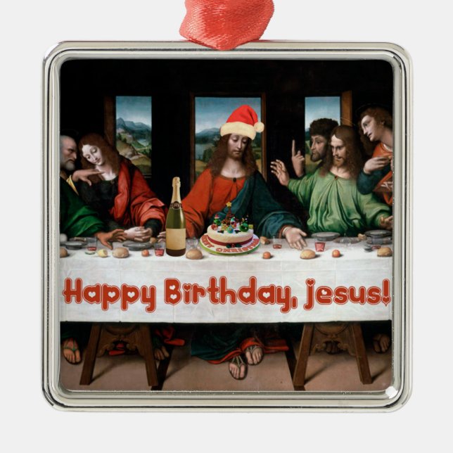 Happy Birthday, Jesus! Funny Christmas Ornament (Front)