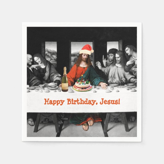 Happy Birthday, Jesus! Funny Christmas Paper Napkins (Front)