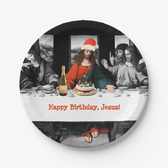 Happy Birthday, Jesus! Funny Christmas Paper Plates (Front)