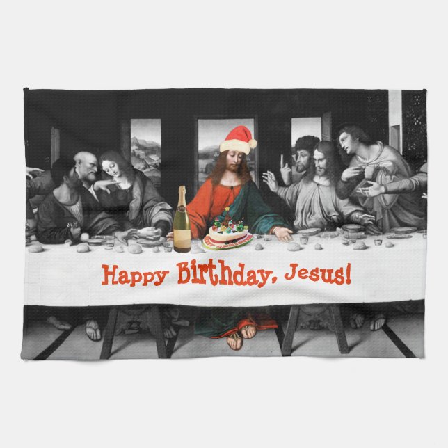 Happy Birthday, Jesus! Funny Christmas Towel (Horizontal)