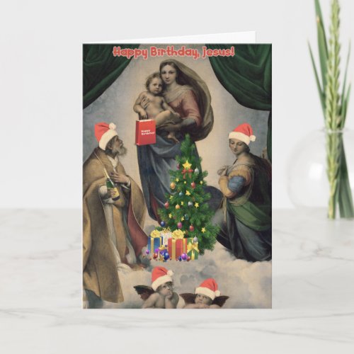 Happy Birthday Jesus Funny remake of Raphael Holiday Card