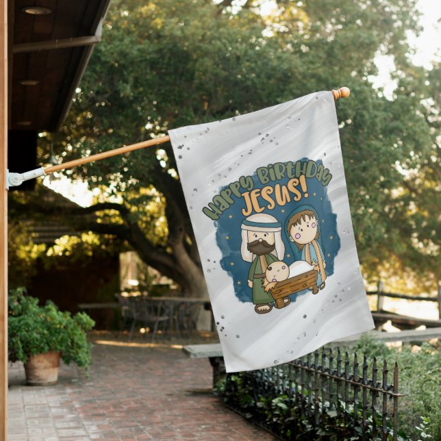Happy Birthday Jesus House Flag (In SItu)