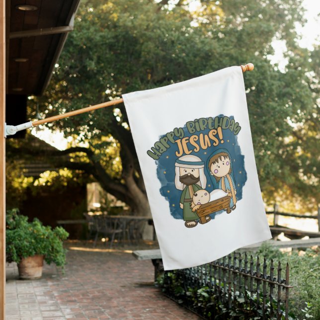 Happy Birthday Jesus House Flag (In SItu)
