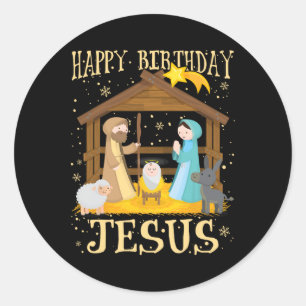 Happy Birthday Jesus Matching Family Xmas Pajamas Classic Round Sticker