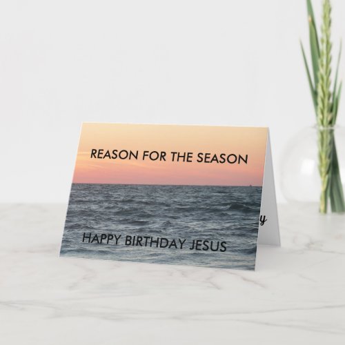 Happy Birthday Jesus Over the Ocean Holiday Card