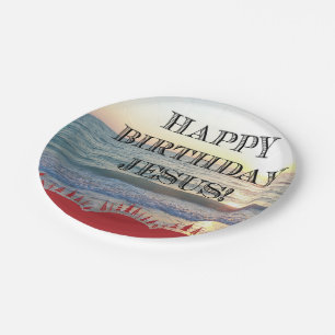 Happy Birthday Jesus Over The Ocean Paper Plates