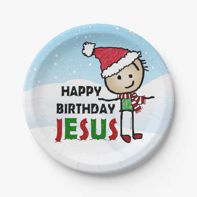 Happy Birthday Jesus Paper Plates (Front)