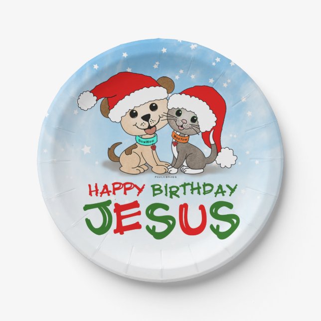 Happy Birthday Jesus Paper Plates (Front)