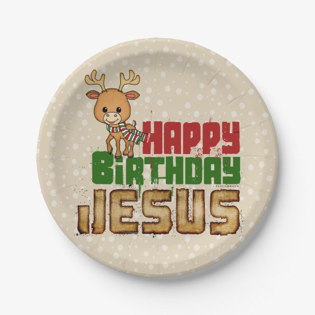 Happy Birthday Jesus Paper Plates (Front)