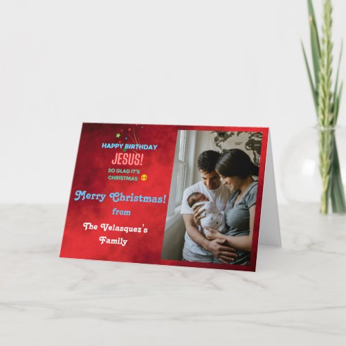 Happy Birthday Jesus Personalized Christmas Holid Holiday Card