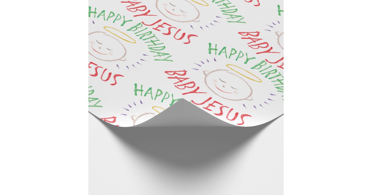 Happy Birthday Jesus Religious Christmas Color Wrapping Paper Zazzle