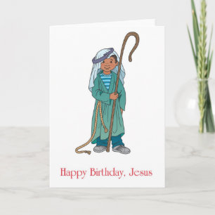 Happy Birthday Jesus Shepherd Boy Holiday Greeting Card
