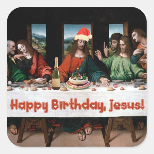 Happy Birthday Jesus Square Sticker
