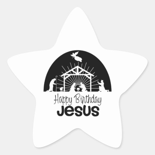 Happy Birthday Jesus Star Sticker