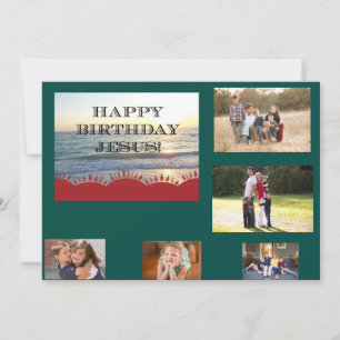 Happy Birthday Jesus - Sunset Ocean 5 photos Holiday Card