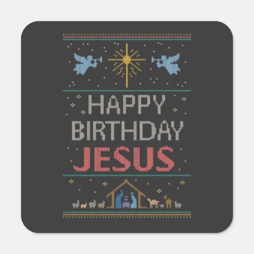 Happy Birthday Jesus Ugly Christmas Sweater Design Hand Sanitizer Packet