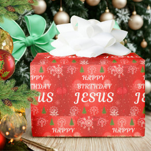 Happy Birthday Jesus Wrapping Paper, Christmas Paper
