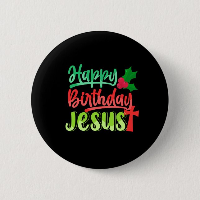 Happy Birthday Jesus Xmas Merry Christmas Gift Button (Front)