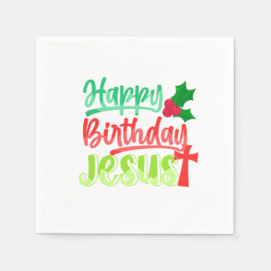 Happy Birthday Jesus Xmas Merry Christmas Gift Napkins