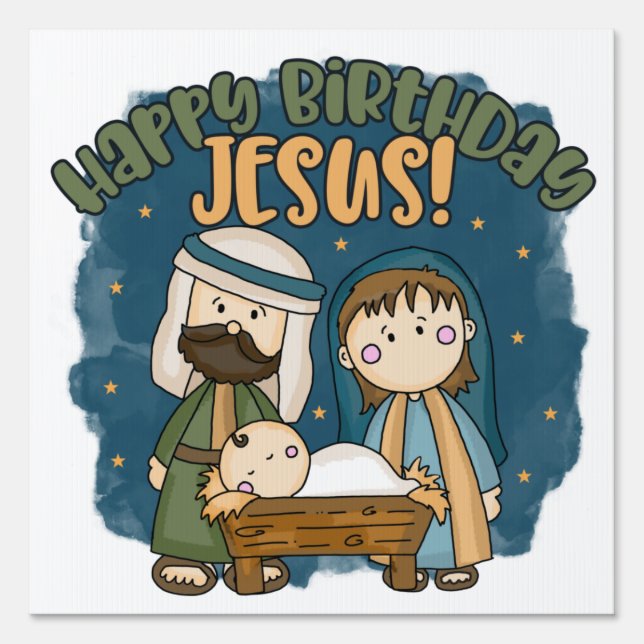 Happy Birthday Jesus Yard Sign (Front)
