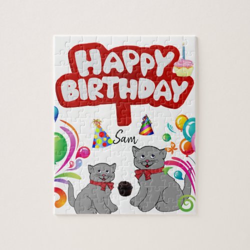 Happy Birthday Jigsaw Puzzle Cats