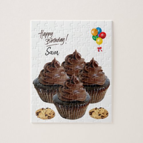 Happy Birthday Jigsaw Puzzle Chocolate Cupcakes
