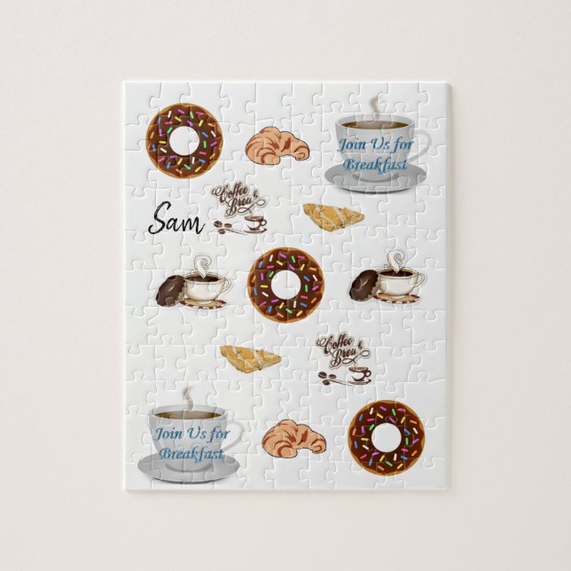 Happy Birthday Jigsaw Puzzle Coffee Donuts (Vertical)