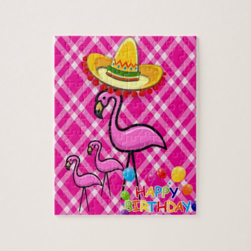 Happy Birthday Jigsaw Puzzle Flamingo