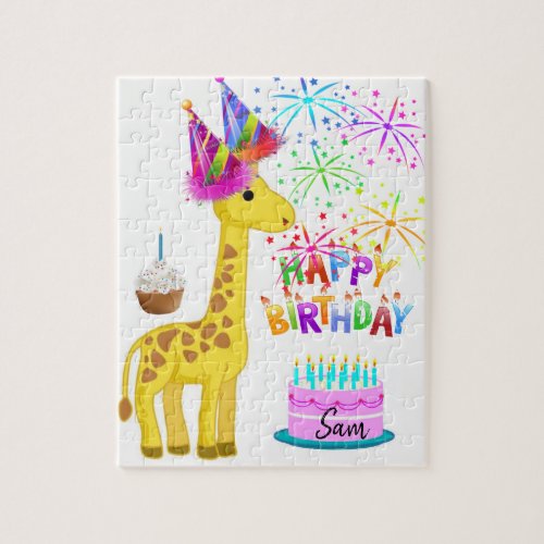 Happy Birthday Jigsaw Puzzle Giraffe