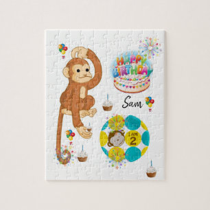 Happy Birthday Jigsaw Puzzle Monkey Two Year Old