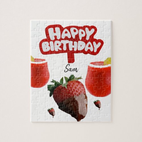 Happy Birthday Jigsaw Puzzle Strawberry