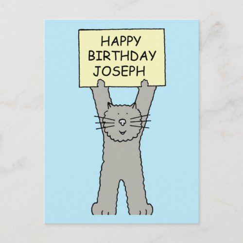 Happy Birthday Joseph Cartoon Cat Postcard