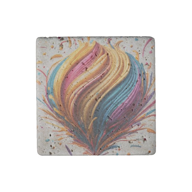 Happy Birthday Joy Travertine Stone Magnet (Front)