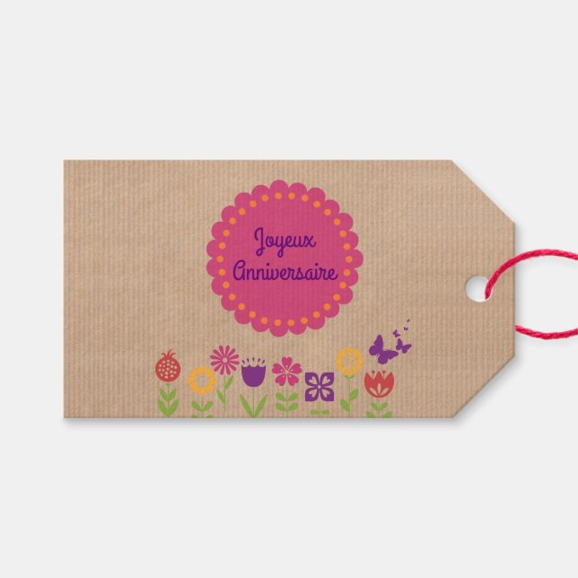 Happy Birthday | Joyeux Anniversaire Gift Tags (Front (Horizontal))