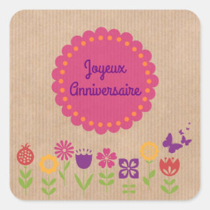 Happy birthday Joyeux Anniversaire Square Sticker